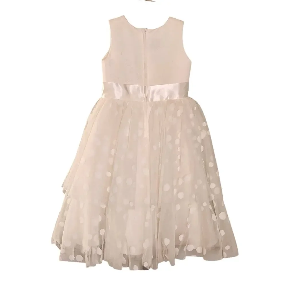 JOAN CALABRESE for Mon Cheri NWT White Polka Dot Dress, Size 5